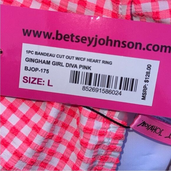 Betsey Johnson Heart Cutout Bandeau One-Piece Swimsuit Size Large - Picture 5 of 5